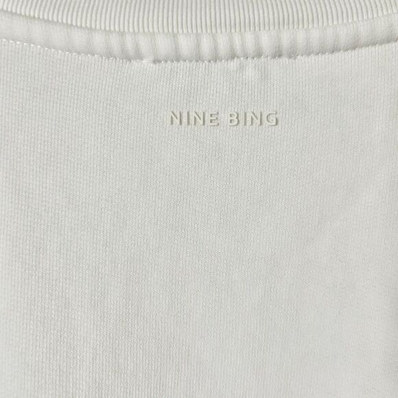 Anine Bing Miles Cotton Crewneck Sweatshirt in White Size Large Patch Logo - Picture 5 of 7
